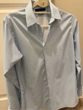 Marc New York Light Blue Micro-Check Button-Down Shirt